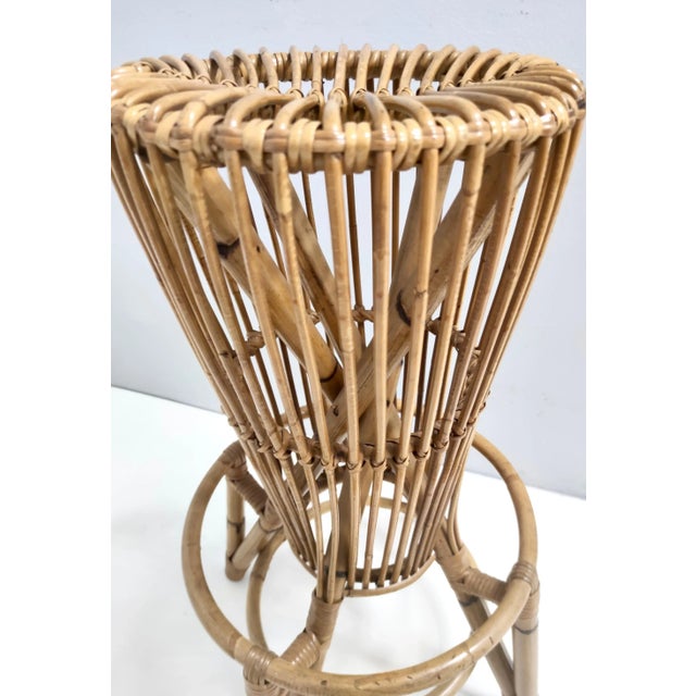 Vintage Round Bamboo Stools from Tito Agnoli, 1960s, Set of 2 For Sale - Image 11 of 14
