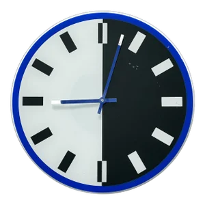 Vintage 1980s Ikea of Sweden Postmodern Memphis Design Blue Black White Glass Geometric Modern Wall Clock