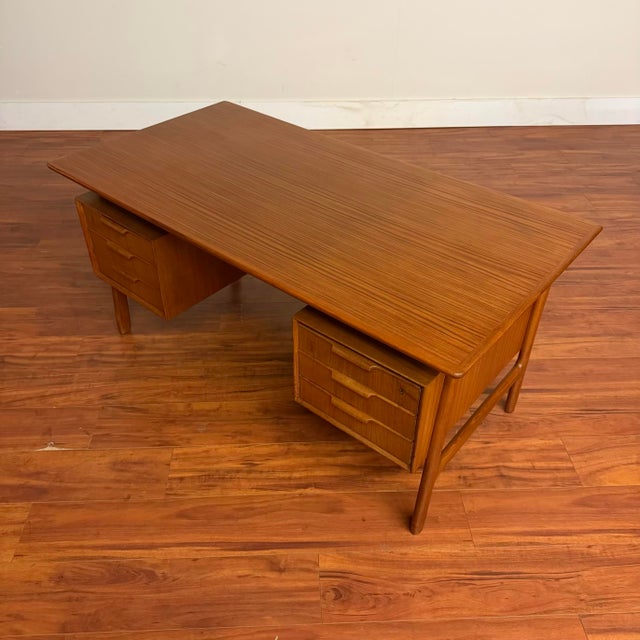 Brown Omann Jun Danish Vintage Model 75 Teak Desk For Sale - Image 8 of 16