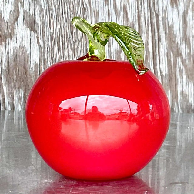Vintage Postmodern Art Glass Apple For Sale - Image 12 of 12