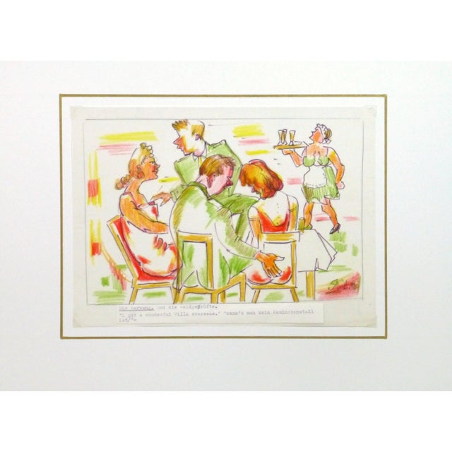 Irmgard Von Reppert, Ink & Pencil Drawing - a Engrossing Evening For Sale - Image 4 of 5