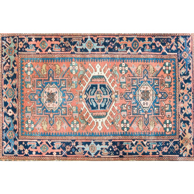 Tribal Early 20th Century Persian Heriz Rug For Sale - Image 3 of 16