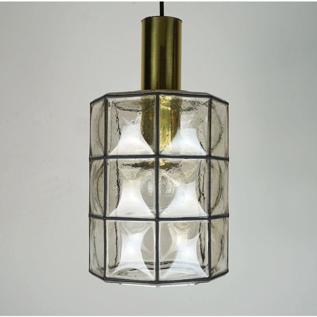 Metal Vintage Hanging Lamp in Glass from Glashütte Limburg For Sale - Image 7 of 16