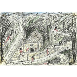Nazareno Gattamenata, Roman Landscape, Oil Pastel, 1980s For Sale