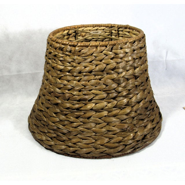Late 20th Century Vintage Water Hyacinth Braided Reed Lamp Shade For Sale - Image 5 of 12