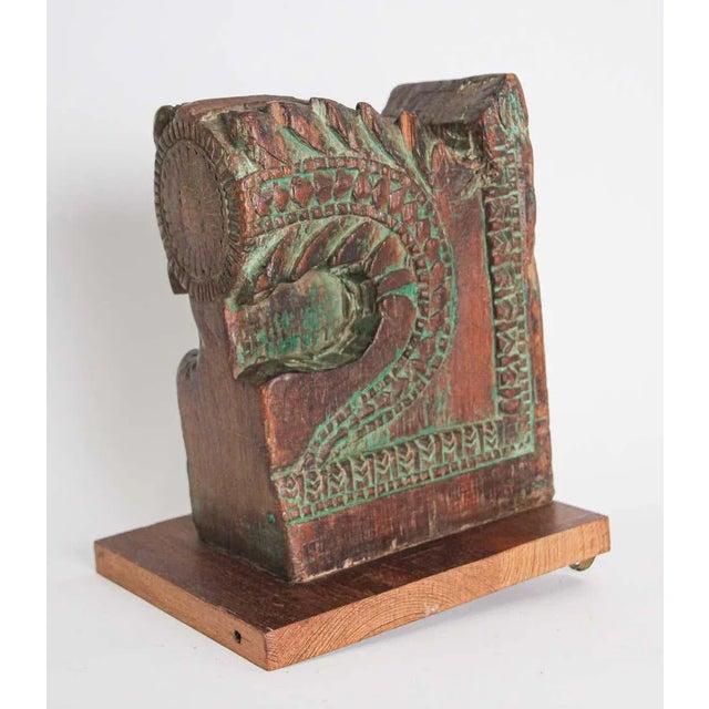 19th Century Indian Rajasthan Carved Wood Hindu Temple Architectural Corbel For Sale - Image 11 of 12