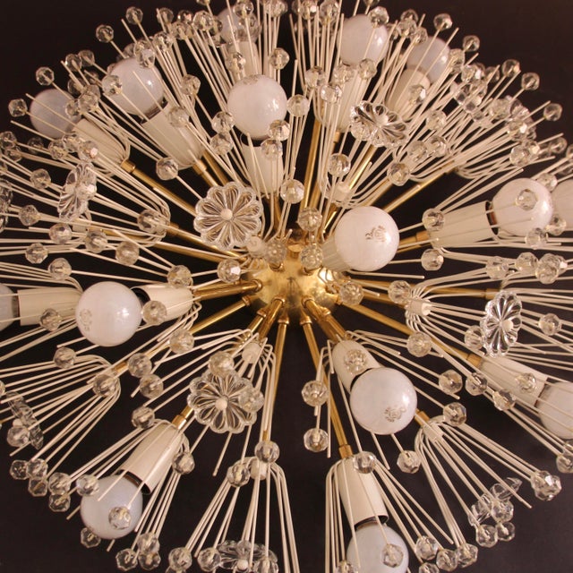 Large Mid-Century Modern Snowball Ceiling Lamp in Glass and Brass by Emil Stejnar for Rupert Nikoll, 1950s For Sale - Image 15 of 18