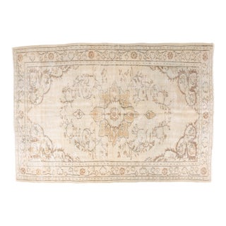 Mid 20th Century Beige Wool Floral Carpet For Sale