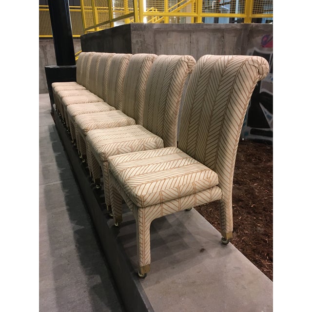 MidCentury Modern Rolled Back Parsons Dining Chairs on Casters by