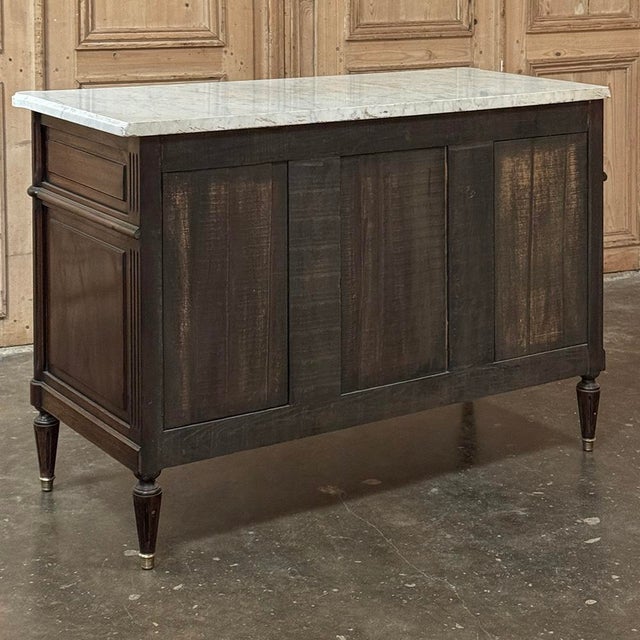 19th Century French Louis XVI Mahogany Commode With Carrara Marble For Sale - Image 16 of 16