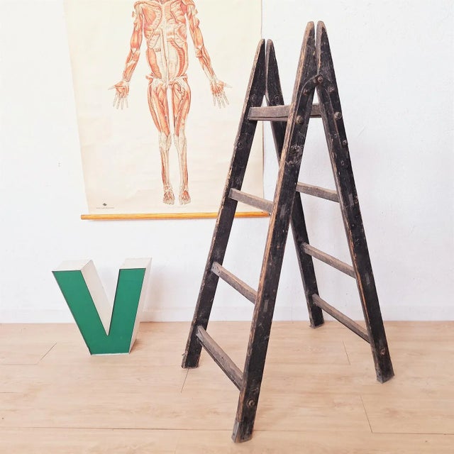 Antique Decorative Wooden Ladder, 1910s For Sale - Image 3 of 7