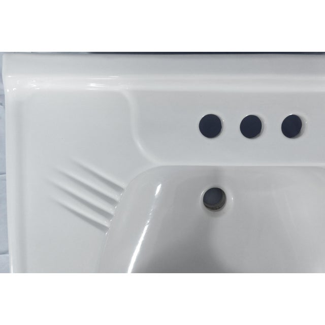 Ceramic 1948 Vintage Art Deco White Vitreous China Pedestal Sink in Excellent Condition For Sale - Image 7 of 18