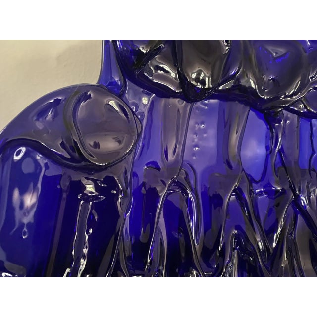 Arts & Crafts Mid-Century Melted Cobalt Glass Bottle Platter For Sale - Image 3 of 6