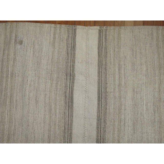 Mid 20th Century Ivory Gray Minimalist Turkish Kilim For Sale - Image 4 of 6