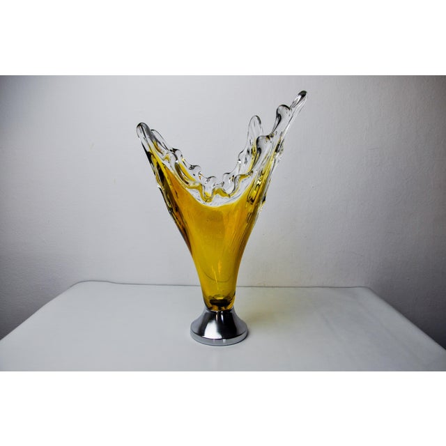Hollywood Regency Sommerso Vase in Yellow Murano Glass attributed to Seguso, Italy, 1970s For Sale - Image 3 of 8