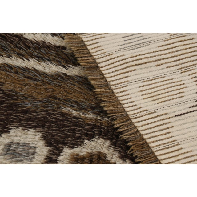 Vintage Swedish Rya Rug in Beige-Brown With Geometric Patterns - Rug & Kilim For Sale In New York - Image 6 of 6
