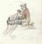 Grace Spongberg (American, 1906-1992) "Mending Net / Majorca" oil pastel on paper, titled and estate stamp on reverse. A...