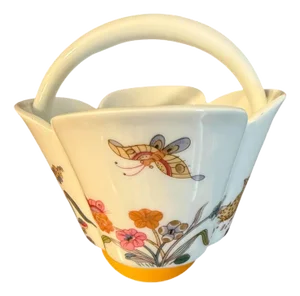Late 20th Century Haviland Limoges French Porcelain Basket With Flowers