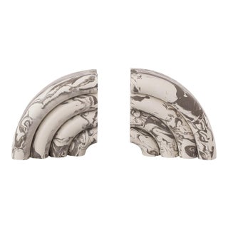 Grey Marble Bookends - A Pair For Sale