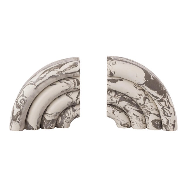 Grey Marble Bookends - A Pair For Sale