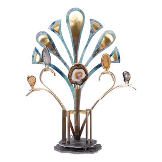 Sculpture Lamp with Agates For Sale
