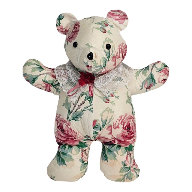 Handmade Floral Teddy Bear Stuffed Animal Plush Pillow For Sale