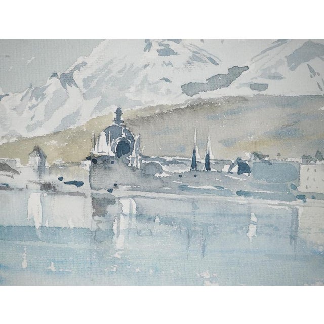 René Leverd, Switzerland, Mont Blanc from Lucerne, Watercolor For Sale - Image 4 of 11