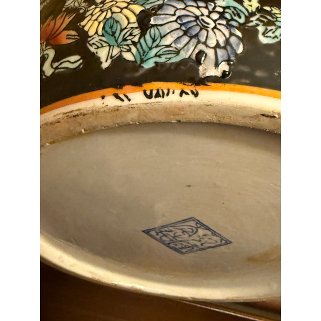 Ceramic 1890's Chinese Export Floral Palette Porcelain Umbrella/Stick Stand For Sale - Image 7 of 8