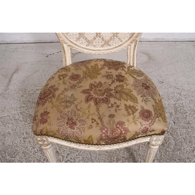 French Louis XVI Cane Back Paint Decorated Side Chair For Sale - Image 9 of 12