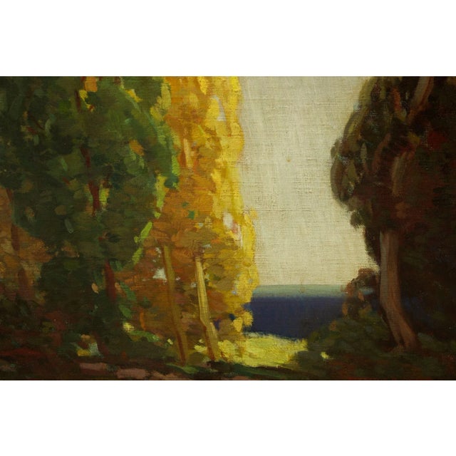 Textile American Colorist Landscape Painting “Lake Shore” by Frederic M. Grant For Sale - Image 7 of 12