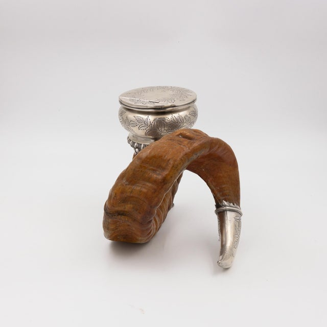 Walker & Hall Ram’s Horn Snuff Mull Scottish, Circa 1890 For Sale - Image 4 of 12