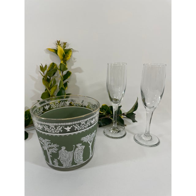 Vintage 1950s Hellenic Classical Glass Ice Bucket For Sale - Image 10 of 12