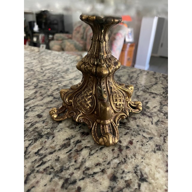 1970s 1970s Glass Cake Stand With Gold Pedestal For Sale - Image 5 of 6