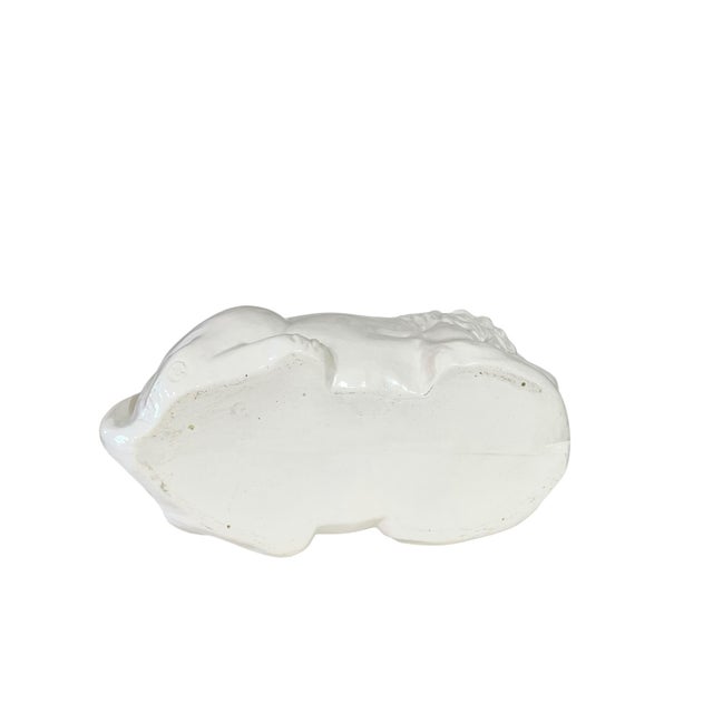 Vintage Hollywood Regency White Ceramic Lion Planter For Sale - Image 11 of 15