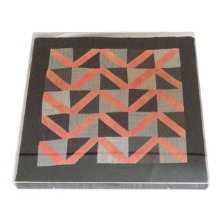 1930s Amish Wool Doll Quilt in Plexy Frame in a Zig Zag Pattern For Sale