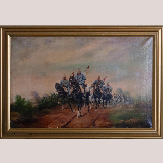 J. Cusachs, Cavalry Patrol at Dawn, Oil on Canvas, in Good conditions. Designed before 1890