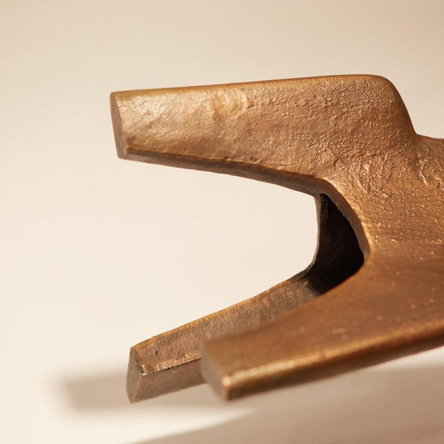 Large Vintage Brutalist Bronze Candlestick, 1960s For Sale - Image 4 of 8