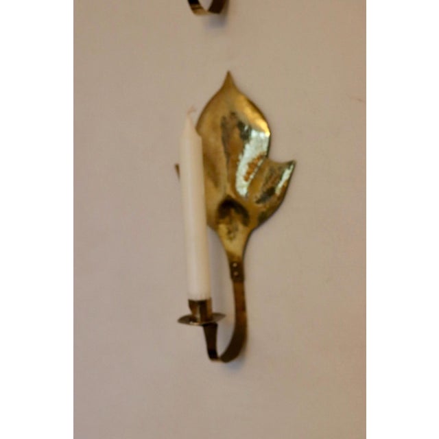 Mid-Century Modern Swedish Brass Sconces, Set of 2 For Sale - Image 4 of 15