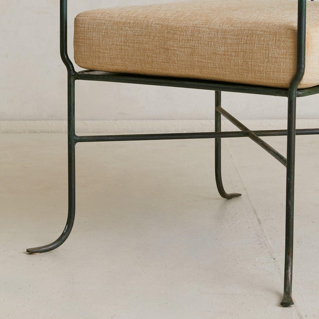 Black Italian Verdigris Iron Armchair with Ottoman, 1950s For Sale - Image 8 of 11