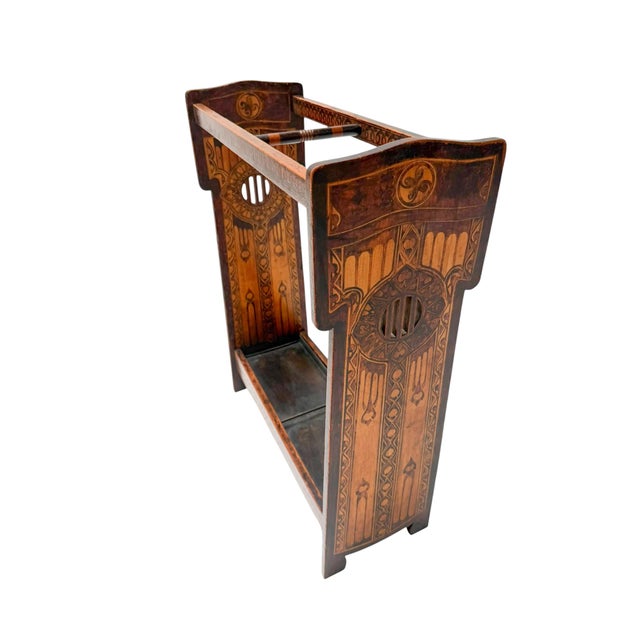 Umbrella Stand in Hand-Painted Fruitwood, 1890s For Sale - Image 11 of 11
