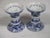 Boho Chic 1980s A Pair of Blue and White Porcelain Candle Holders For Sale - Image 3 of 5