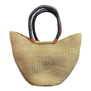 Large Saint -Tropez Style African Basket 20" H For Sale