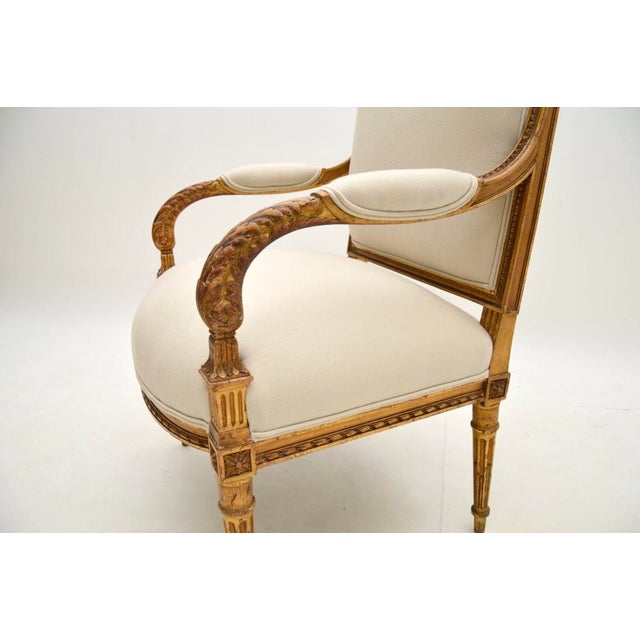 Antique French Carved Giltwood Armchair, 1860s For Sale - Image 9 of 11