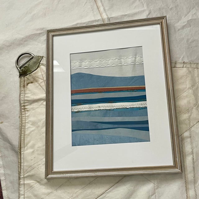 Contemporary Semi-Abstract​ Mixed Media Nautical Sailcloth Landscape​ - By JJ-Hogan | Seasons for Healing, Framed For Sale - Image 4 of 8