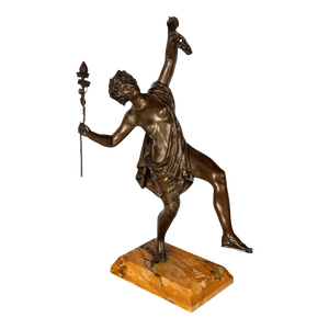 Antique Spanish Art Nouveau Bronze Neoclassical Sculpture Statue Bacchante 1890 by Gustave Obiols Delgado