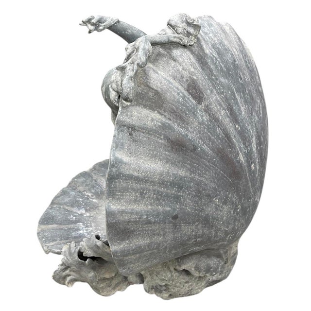 Metal Vintage Cast Lead Shell Nymph Catch-All Sculpture & Basin For Sale - Image 7 of 12