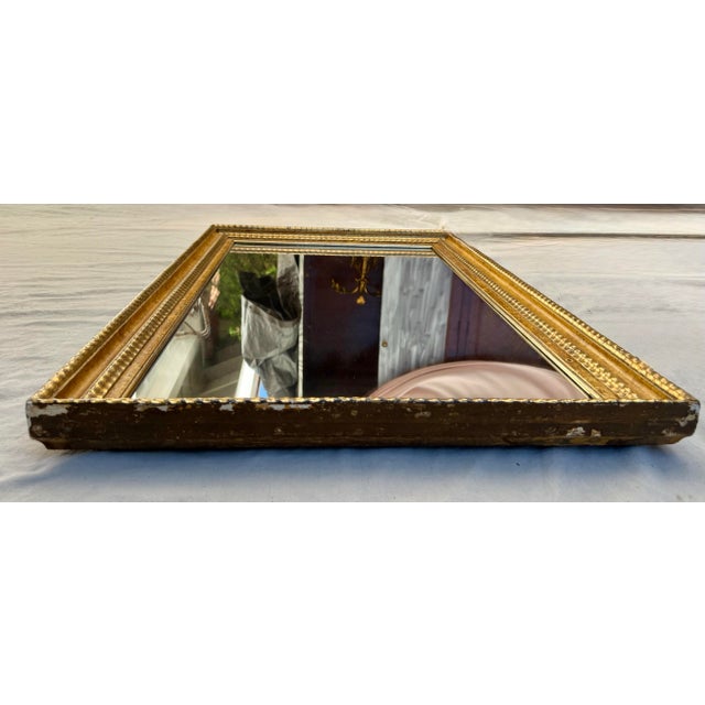 Antique Hand-Gilded Giltwood Wall Mirror With Stepped Molded Frame For Sale - Image 9 of 11