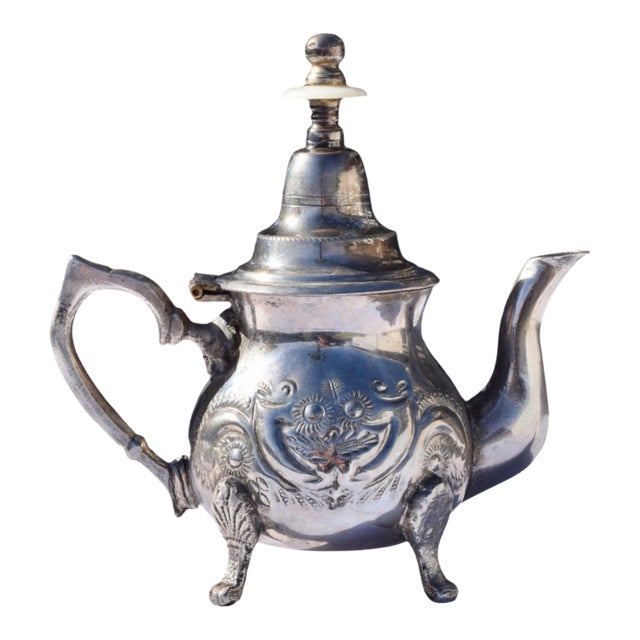 Mid 20th Century Moroccan Silver Teapot For Sale