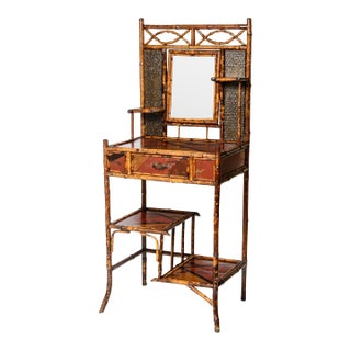 English Bamboo & Lacquered Chinoiserie Mirrored Hall Stand For Sale