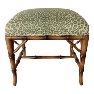 Vintage Faux Bamboo Base Stool For Sale